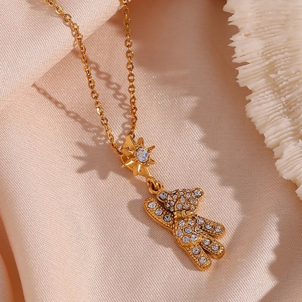 New Teddy Bear 18K Gold Necklace, nice Necklace, cute Necklace - Picture 3 of 6